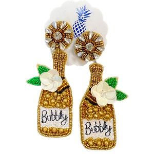Beaded Bubbly earrings! Gold color. Boutique new!